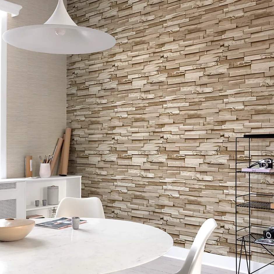 Papier peint vinyle expansé intissé effet parmant de bois clair L.1005 x l.53cm-Grandeco New