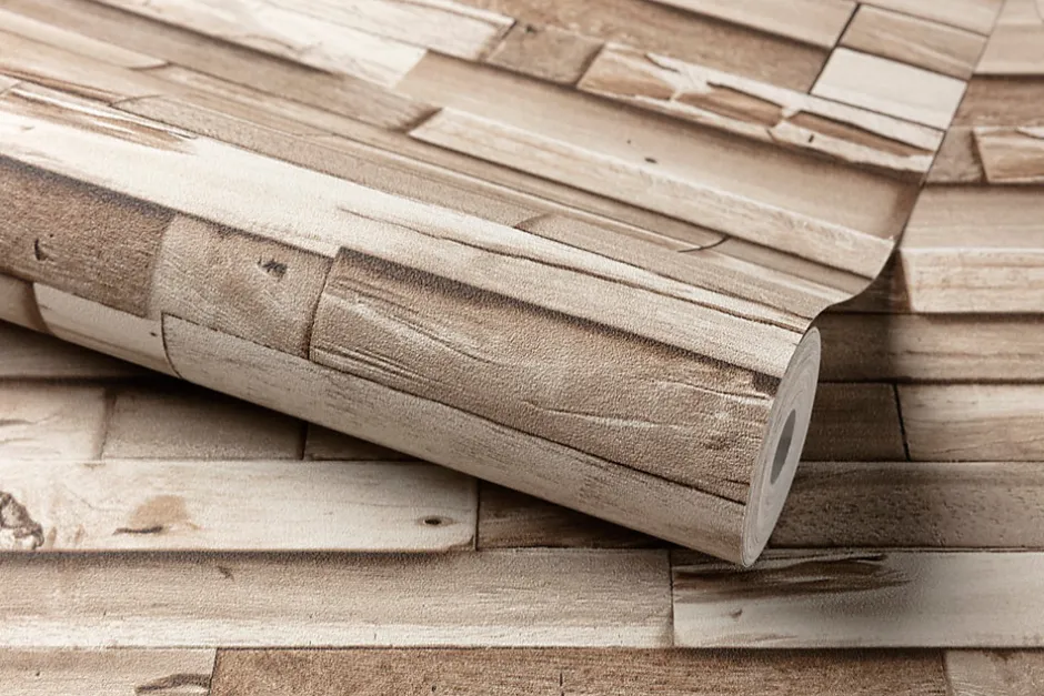 Papier peint vinyle expansé intissé effet parmant de bois clair L.1005 x l.53cm-Grandeco New