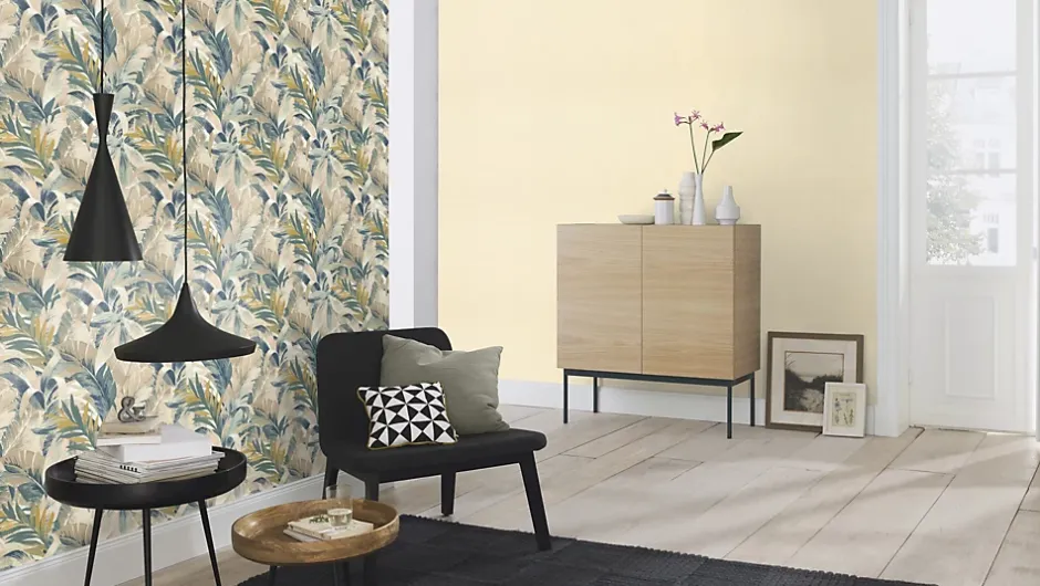 Papier peint vinyle expansé intissé feuillages exotic beige l.53 x H.1005 cm-Rasch Outlet