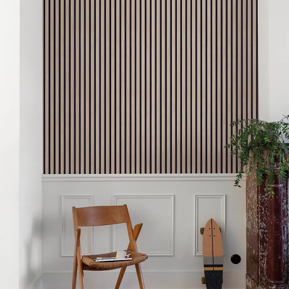 Papier peint vinyle expansé intissé effet lattes de bois clair L.1005 x l.53cm-Grandeco