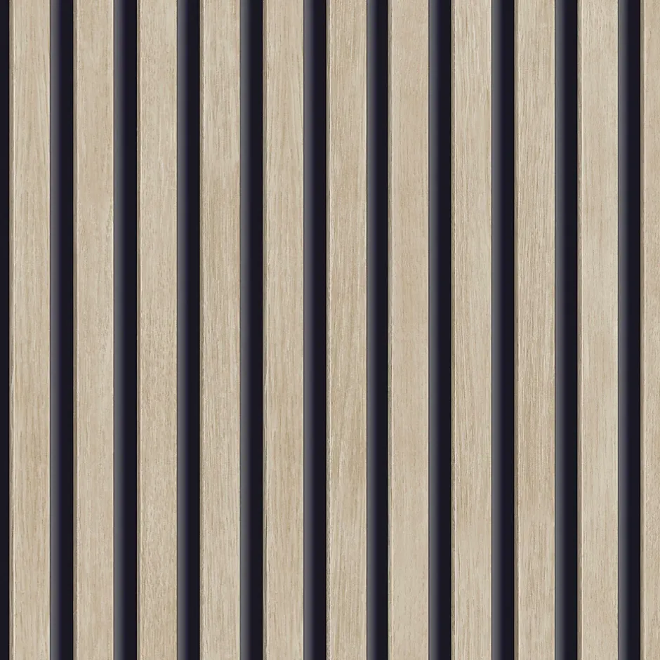 Papier peint vinyle expansé intissé effet lattes de bois clair L.1005 x l.53cm-Grandeco