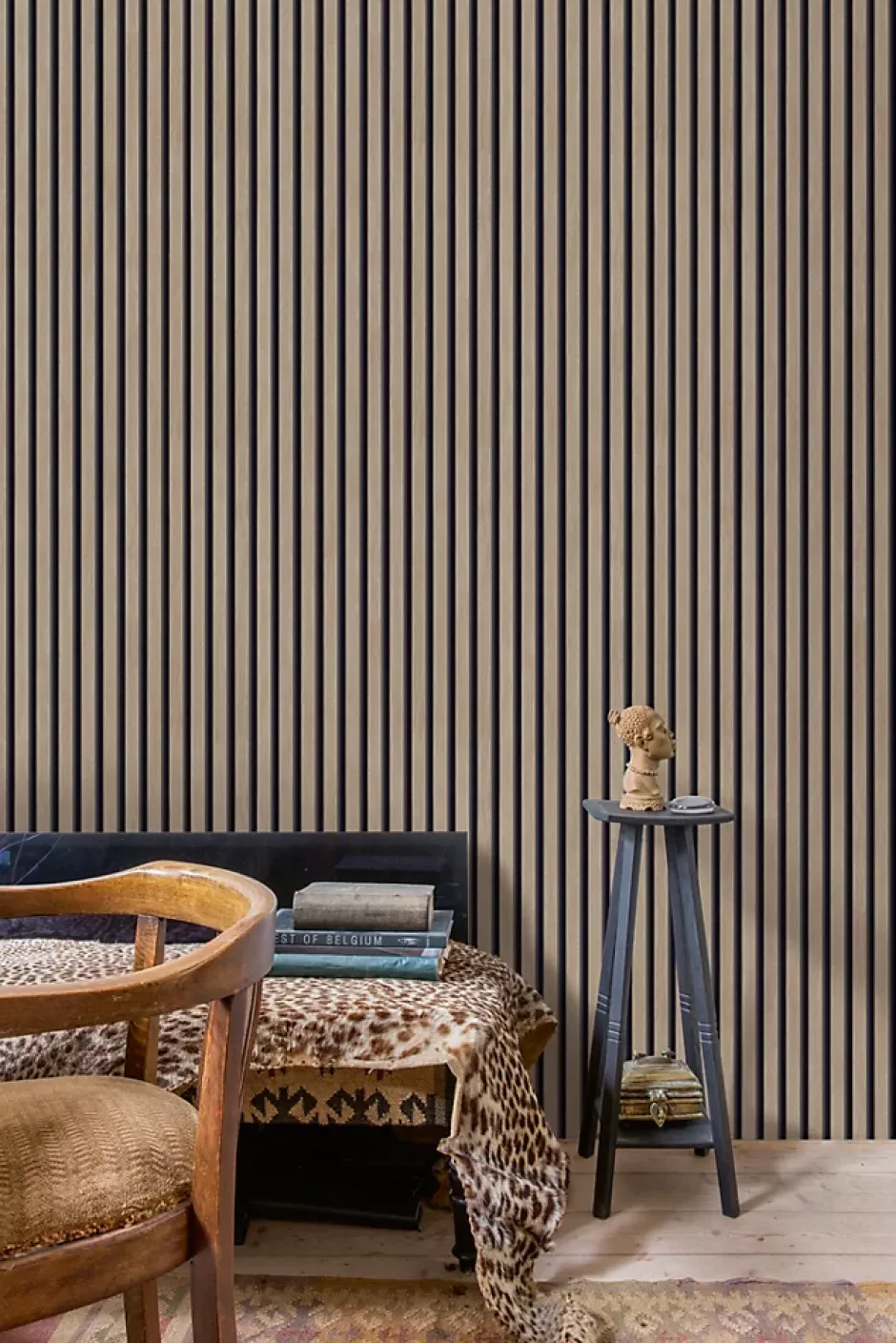 Papier peint vinyle expansé intissé effet lattes de bois clair L.1005 x l.53cm-Grandeco