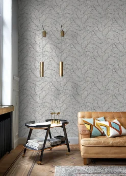 Grandeco Papier peint vinyle expansé intissé feuilles de bananier Isa noir et blanc L.1005 x l.53 cm