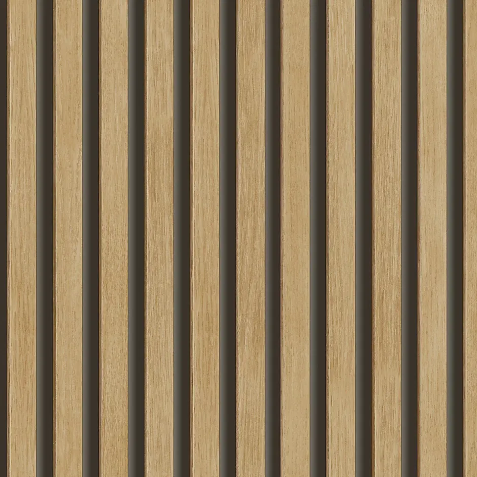 Grandeco Papier peint vinyle expansé sur intissé effet lattes de bois foncé L.1005 x l.53cm