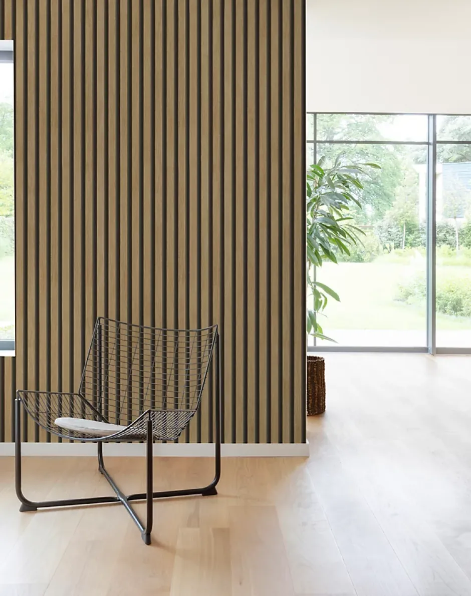 Grandeco Papier peint vinyle expansé sur intissé effet lattes de bois foncé L.1005 x l.53cm