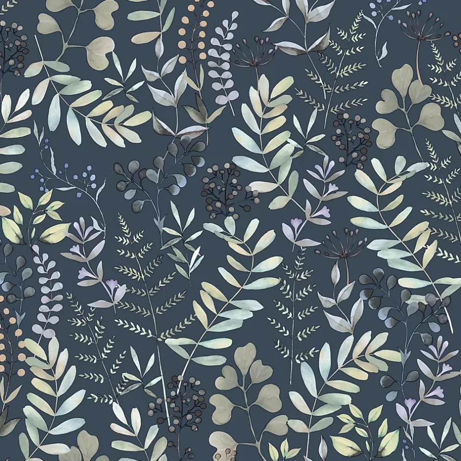 Ugepa Papier peint vinyle grainé sur intissé botanique Olivia bleu L.1001 x l.53 cm Ugépa