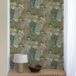 Papier peint vinyle grainé sur intissé feuillage botanique vert L.1005 x l.53cm-Grandeco Online