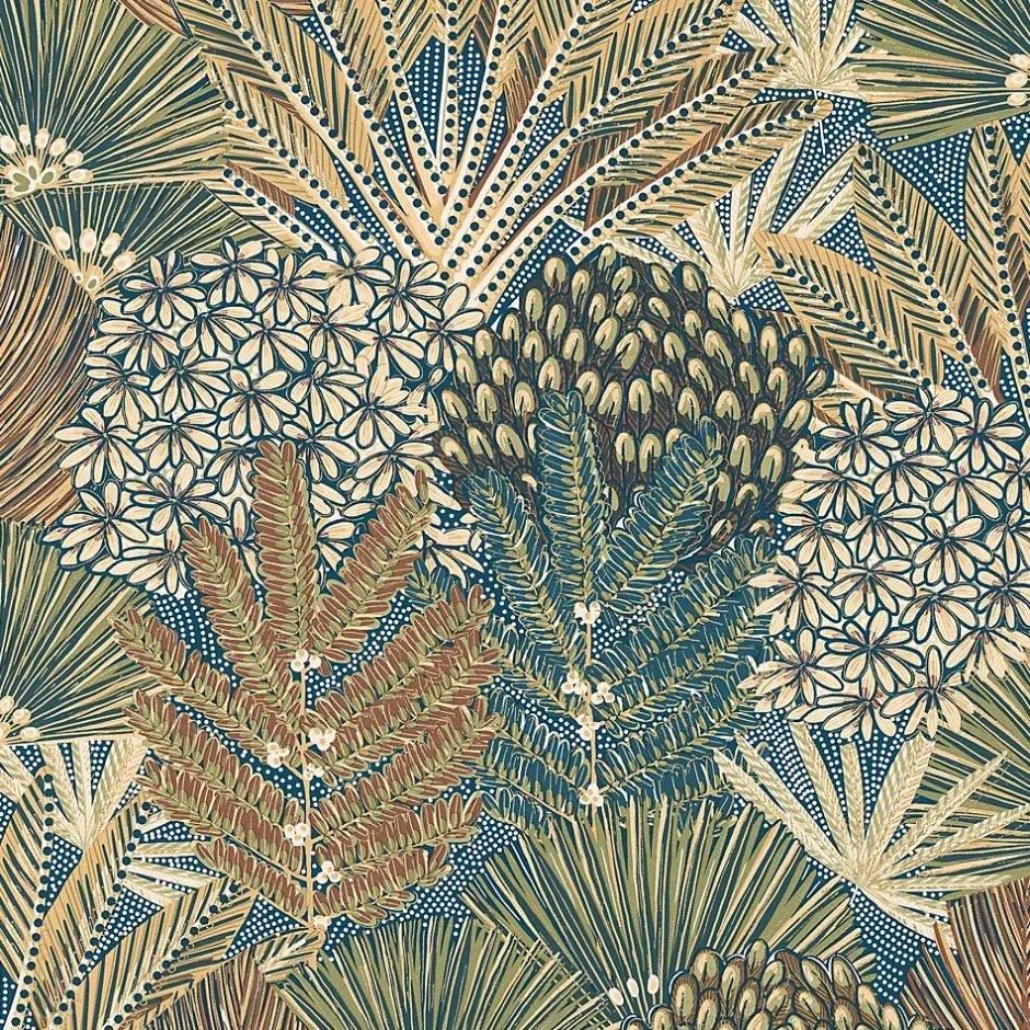 Papier peint vinyle grainé sur intissé feuillage botanique vert L.1005 x l.53cm-Grandeco Online