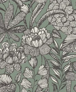 Papier peint vinyle intissé grainé fleuri Jade L.1005 x l.53cm-Rasch Hot