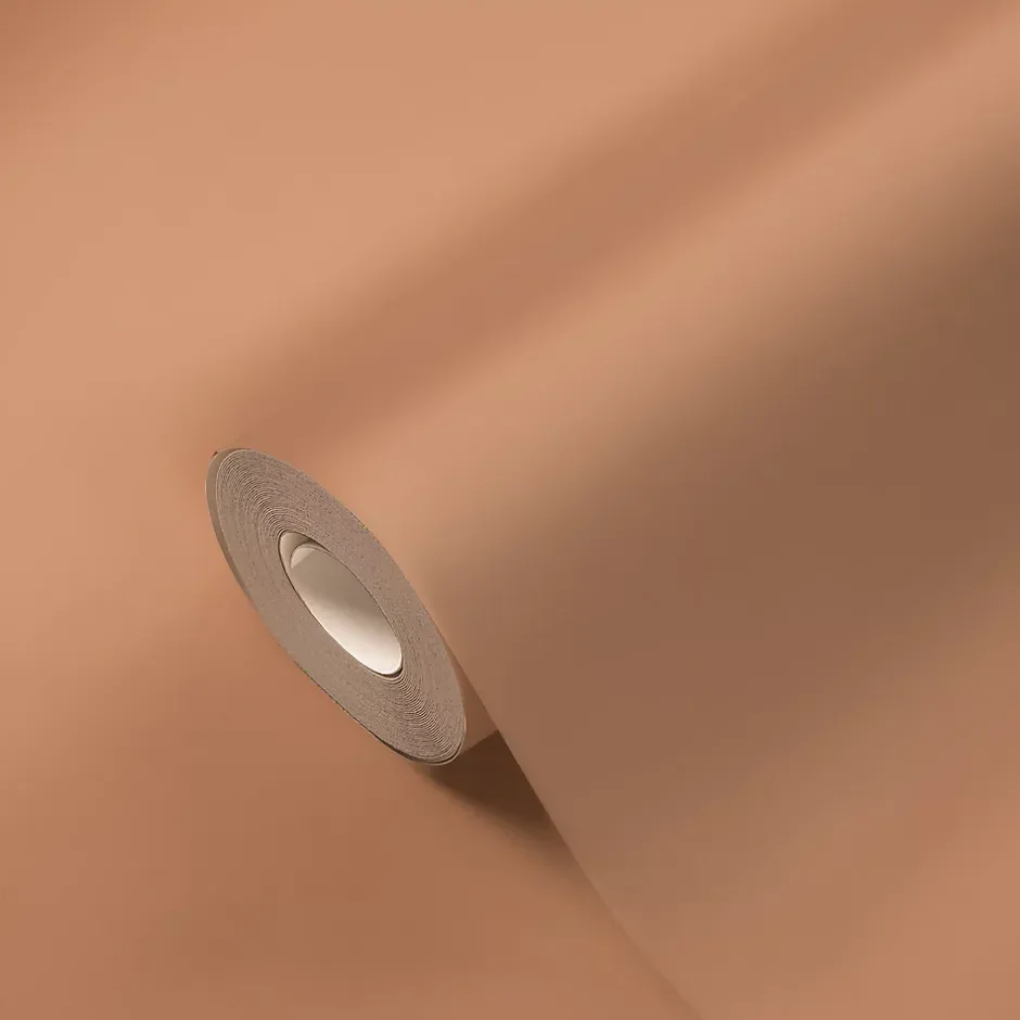 GoodHome Papier peint vinyle intissé uni orange terracotta L.53 x l.1005 cm Aune
