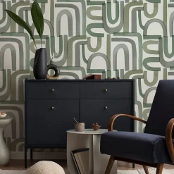 Papier peint vinyle intissé Abaca vertigo géométrique vert L.1001 x l.53cm-Lutèce Best