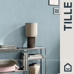 Papier peint vinyle intissé uni bleu vert L.53 x l.1005 cm Tille-GoodHome