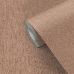 GoodHome Papier peint vinyle intissé Bolyhos uni texturé terracotta L. 10,05m x l. 0,53m