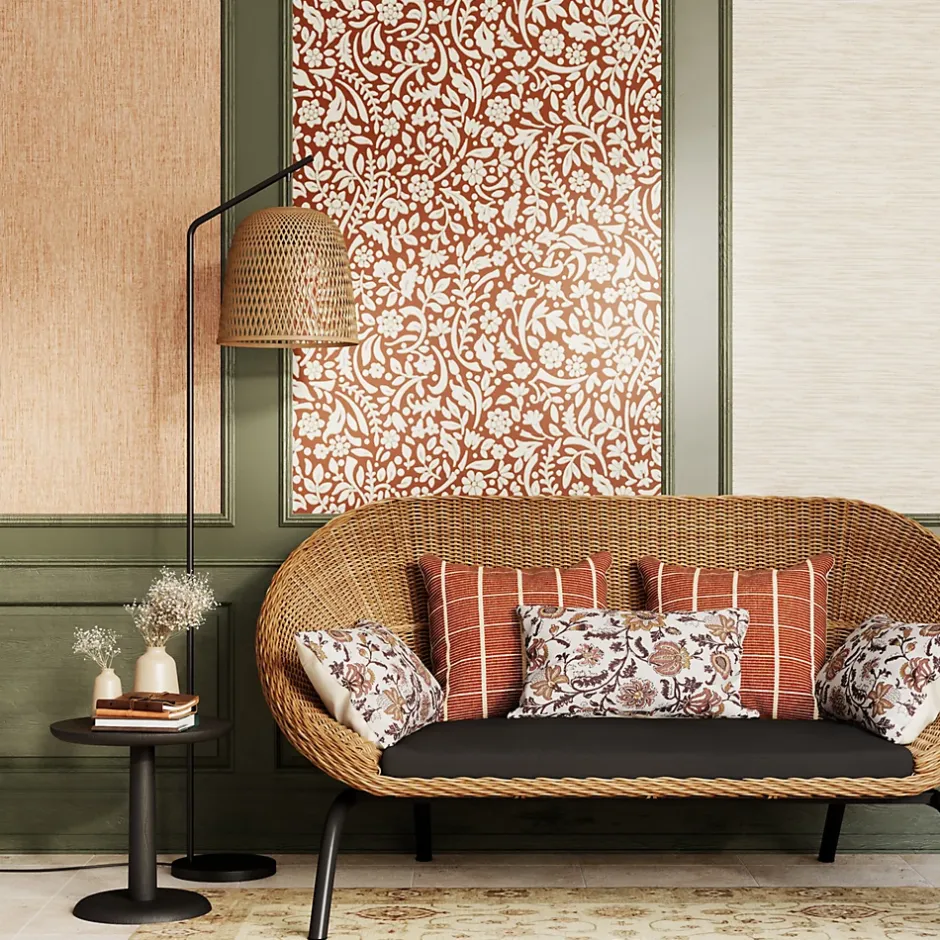 GoodHome Papier peint vinyle intissé Bolyhos uni texturé terracotta L. 10,05m x l. 0,53m