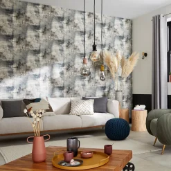 GoodHome Papier peint Vinyle Intissé Elmas gris