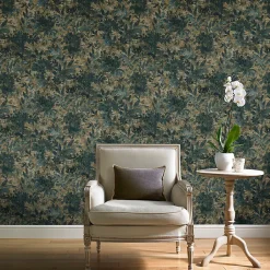 GoodHome Papier peint Vinyle Intissé Ammo Sarcelle foncé