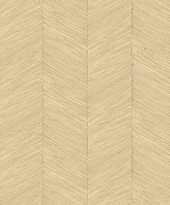 Papier peint vinyle intissé imitation chevron en textile L.1001 x l.53 cm, Galesano- Clearance