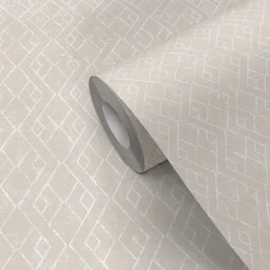 Papier peint vinyle intissé Kohev géométrique beige L. 10,05m x l. 0,53m-GoodHome Online