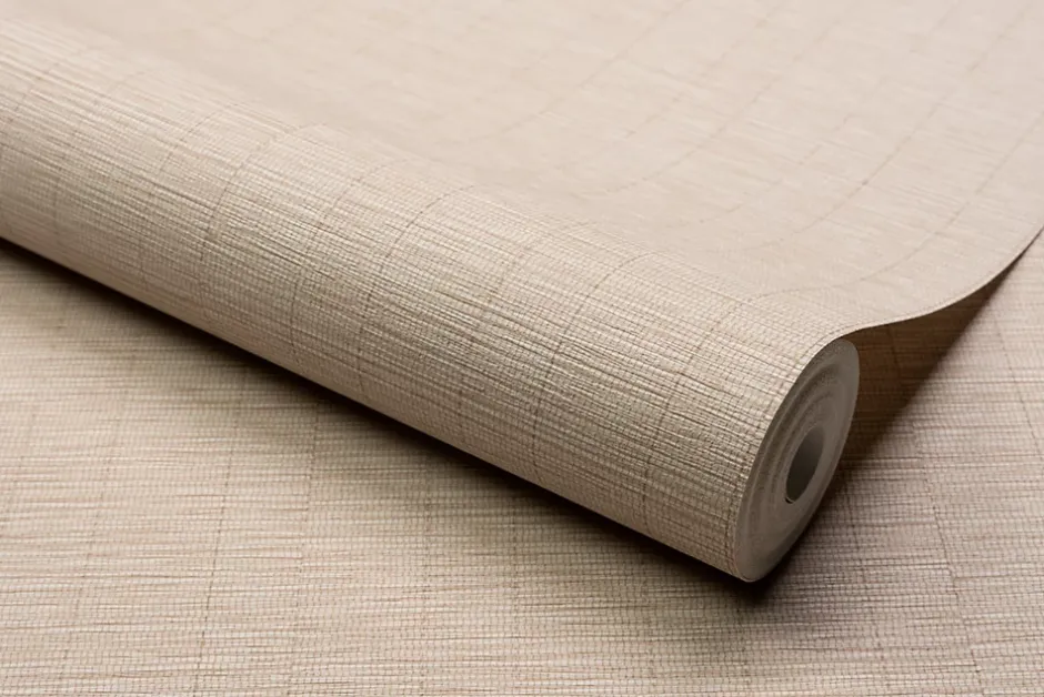 Papier peint vinyle intissé uni texturé beige L.1005 x l.53cm , Bamboo-Grandeco