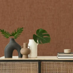 Lutece Papier peint vinyle intissé uni Kopa terracotta L.1005 x l.53cm Lutèce