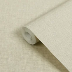 Papier peint vinyle intissé uni structuré beige L.1000 x l.52 cm Shung-GoodHome New