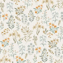 Grandeco Papier peint vinyle intissé fleuri beige, jaune L.53 x l.1005 cm Poésie