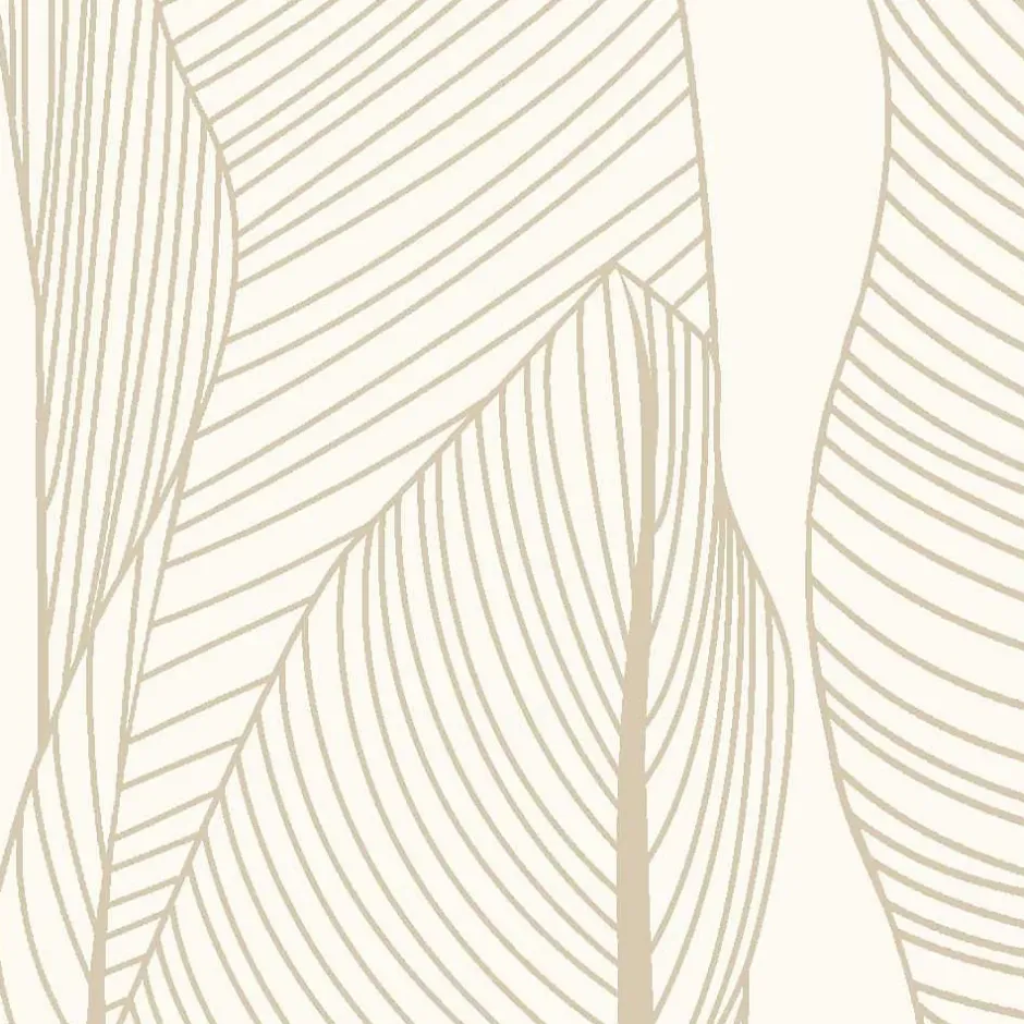 Lutèce Papier peint vinyle intissé feuille de bananier beige, terracotta L.1005 x l.53cm