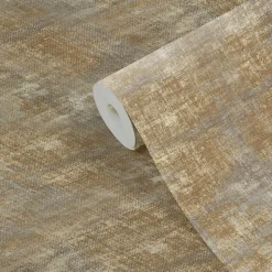 Papier peint Vinyle Intissé Giana gris clair et ocre-GoodHome