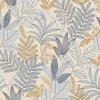 Papier peint vinyle intissé Allure mat et satiné feuilles beige, bleu, or, jaune l.1005 x l.53 cm-Lutece Outlet