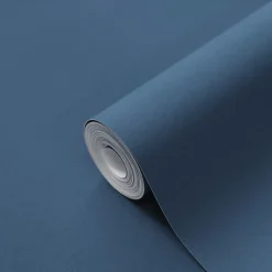 Papier peint vinyle intissé uni Arceau effet tissu bleu foncé L.1000 x l.53cm-GoodHome Clearance
