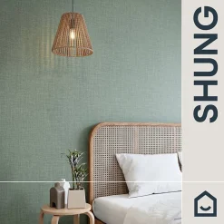 Papier peint vinyle intissé uni structuré vert L.1000 x l.52 cm Shung-GoodHome Sale