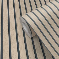 Papier peint vinyle intissé effet lattes de bois beigeL.1001 x l.53cm Ugèpa-Ugepa Hot