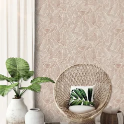 GoodHome Papier peint vinyle intissé Gebu motif palmier rose L. 10,05m x l. 0,53m