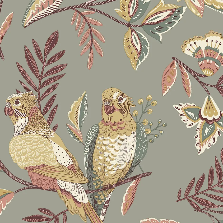 GoodHome Papier peint Vinyle Intissé Kyin Kaki