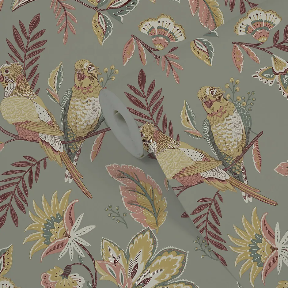 GoodHome Papier peint Vinyle Intissé Kyin Kaki