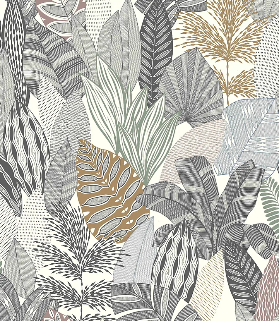 Papier peint vinyle intissé feuillage gris L.1001 x l.53cm , Kruger-Rasch Best