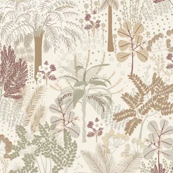 Grandeco Papier peint vinyle intissé feuillage beige L.53 x l.1005 cm Louan