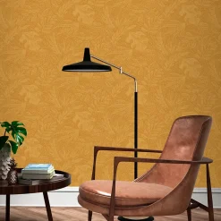 Papier peint vinyle intissé Tuklu jaune ocre l.53 cm x 10m-GoodHome Sale