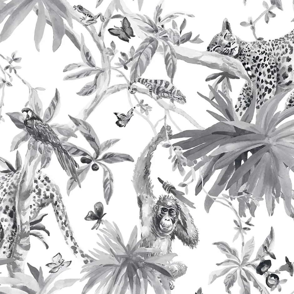 GoodHome Papier peint Vinyle Intissé Howlit noir et blanc