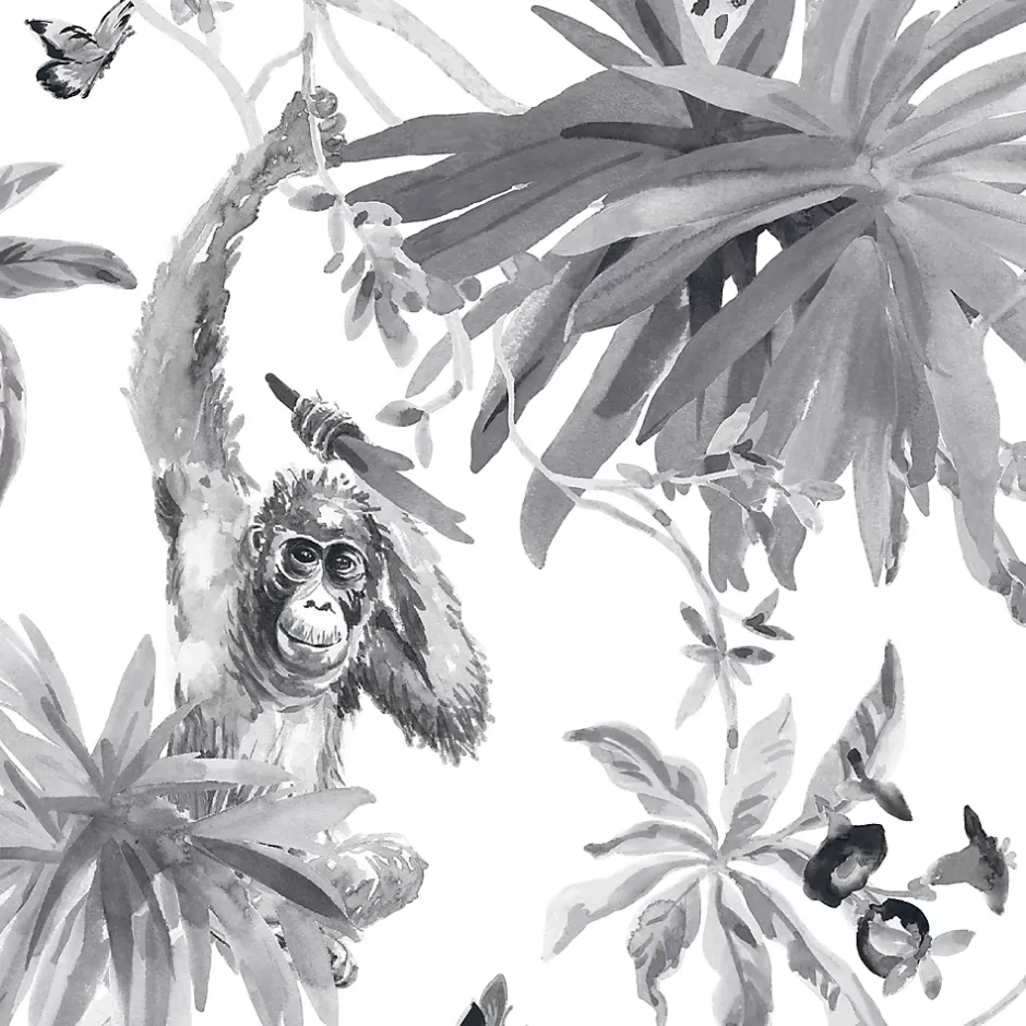 GoodHome Papier peint Vinyle Intissé Howlit noir et blanc