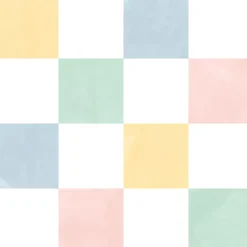 Papier peint vinyle intissé damier multicouleurs pastel L.1005 x l.53cm Ugèpa-Ugepa Best