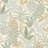Lutece Papier peint vinyle intissé Allure mat et satiné feuilles jaune, vert, bleu l.1005 x l.53 cm