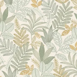 Lutece Papier peint vinyle intissé Allure mat et satiné feuilles jaune, vert, bleu l.1005 x l.53 cm