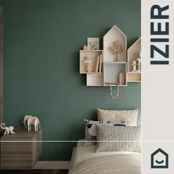 GoodHome Papier peint vinyle intissé uni bleu vert L.53 x l.1005 cm Izier