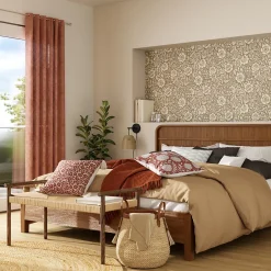 GoodHome Papier peint vinyle intissé Soffice motif fleuri beige L. 10,05m x l. 0,53m