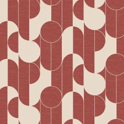 GoodHome Papier peint vinyle intissé rond géométrique terracotta et blanc L.10m x l.53cm