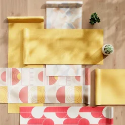 GoodHome Papier peint vinyle intissé rond géométrique terracotta et blanc L.10m x l.53cm