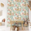 Papier peint vinyle intissé fleurs tropicales vert L. 1005 x l. 53cm-Ugepa New