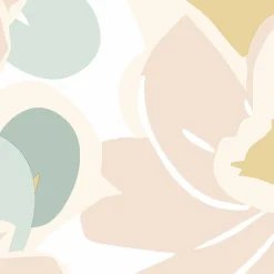 Lutece Papier peint vinyle intissé fleuri Tropimasse fleurs beige, rose, jaune L.1005 x l.53cm Lutèce
