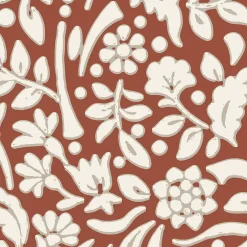 Papier peint vinyle intissé Flaumig motif floral terracotta L. 10,05m x l. 0,53m-GoodHome Sale